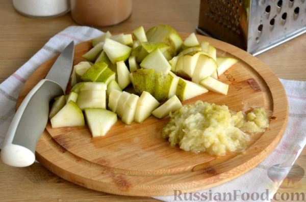 Куриная печень с грушами (на сковороде)